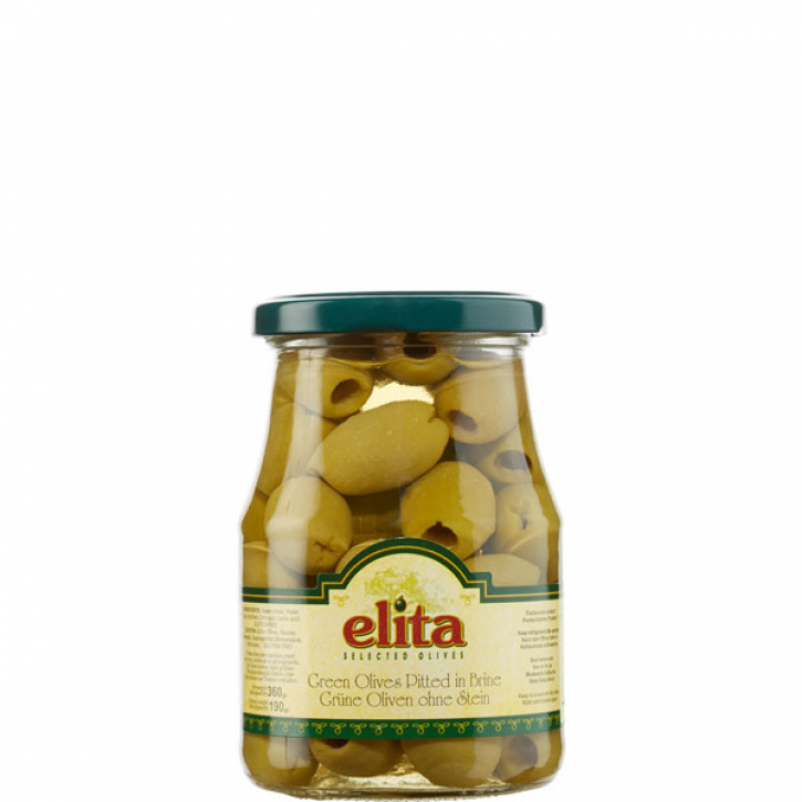 Oliven grün ohne Kern (360g Glas) Elita