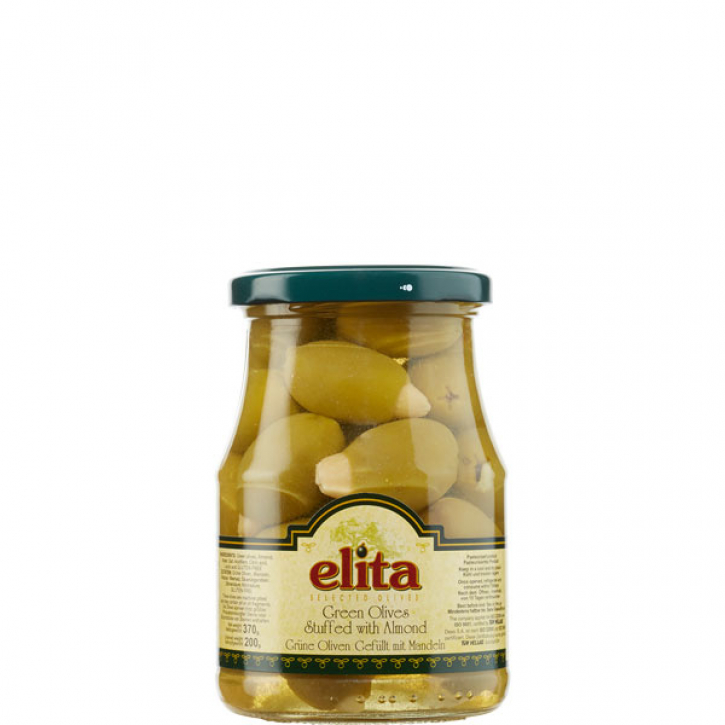Oliven grün gefüllt mit Mandeln (370g) Elita